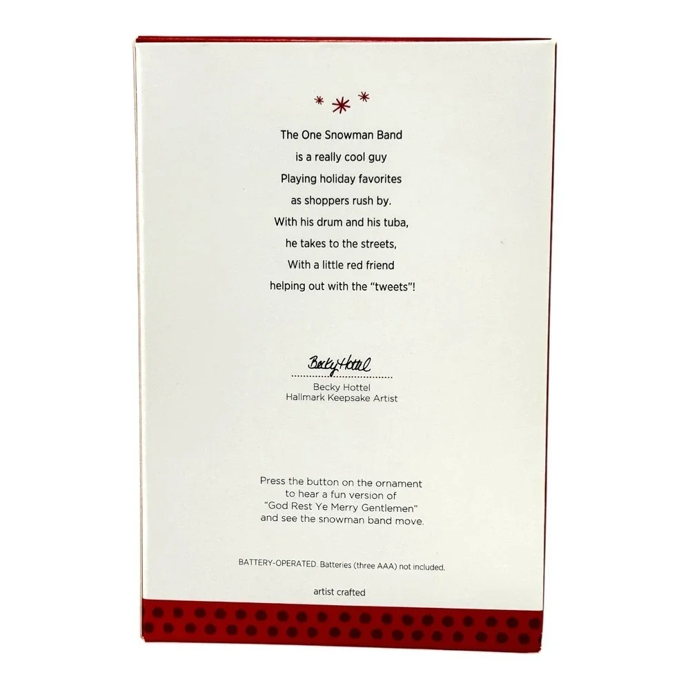 Hallmark ONE SNOWMAN BAND Magic Keepsake Ornament with Sound & Motion 2013 Box - Picture 11 of 15